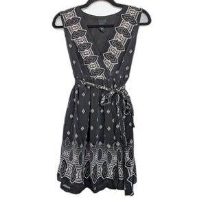 Anna Sui for Target Silk Boho Babydoll Faux Wrap Sleeveless Mini Dress Sz S